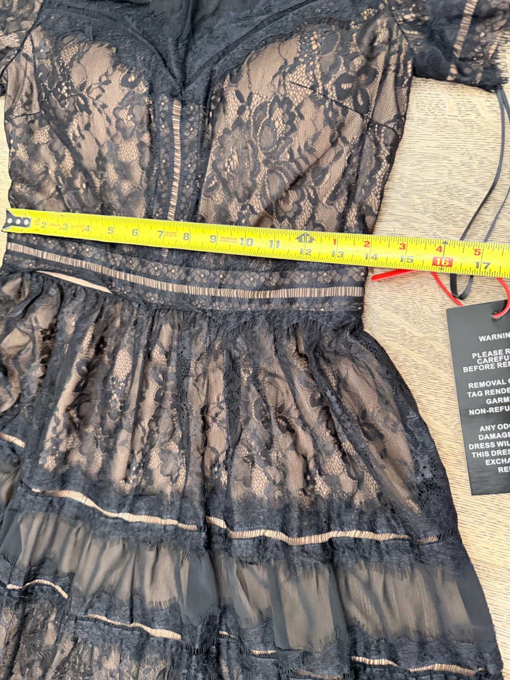 NWT Medium Elegant Short Sleeve Midi Lace Formal Cocktail Dress Black - Picture 15 of 16